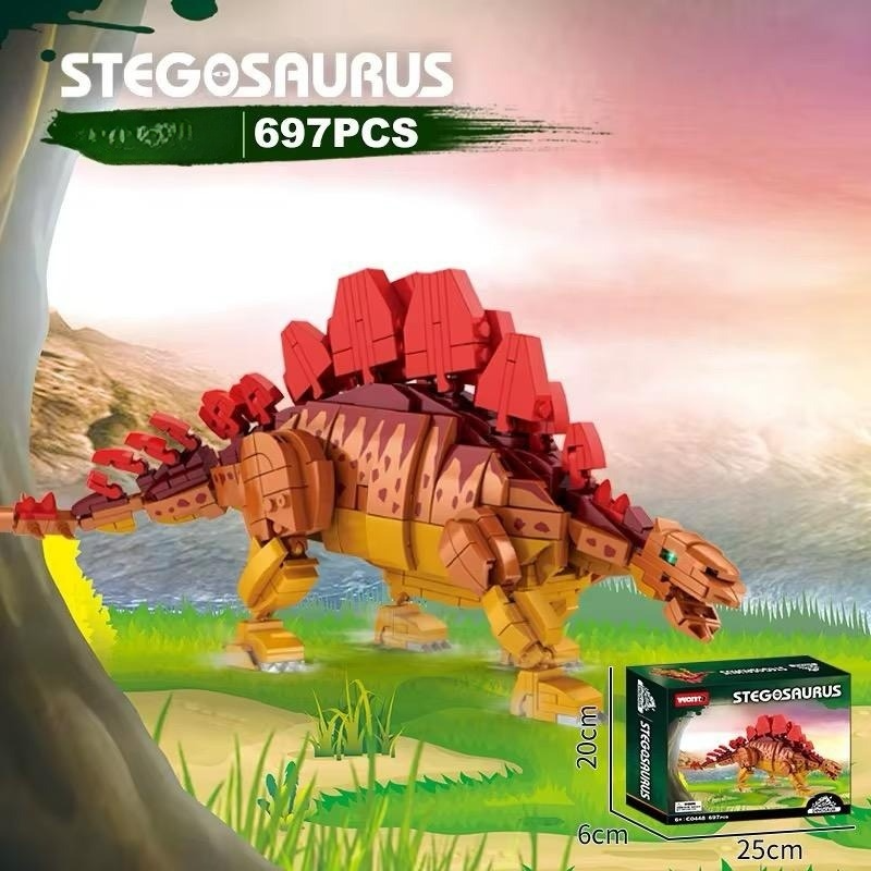 Set 697 Piese Blocuri de Construcție – Dinozaur Stegosaurus pentru Copii 6+