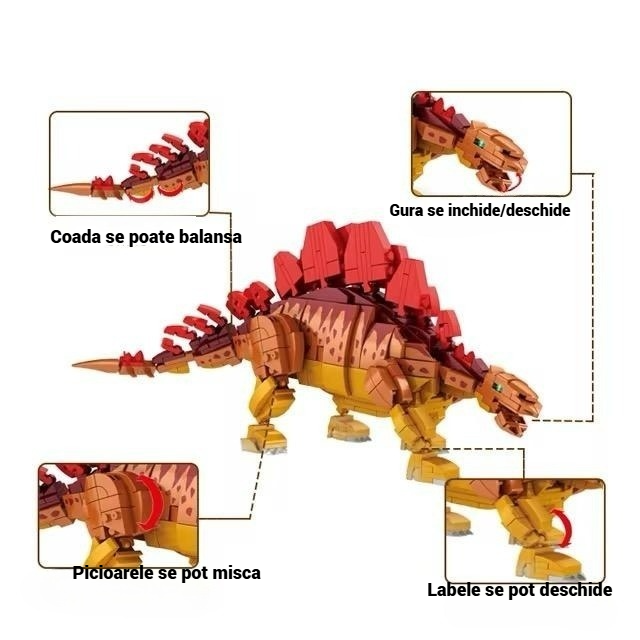 Set 697 Piese Blocuri de Construcție – Dinozaur Stegosaurus pentru Copii 6+