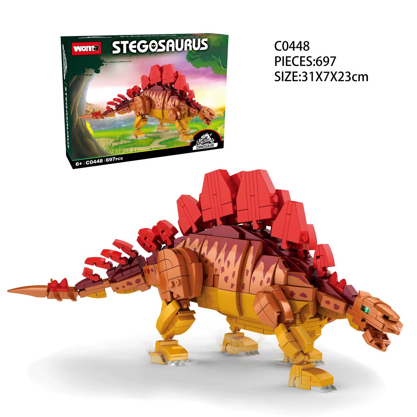 Set 697 Piese Blocuri de Construcție – Dinozaur Stegosaurus pentru Copii 6+