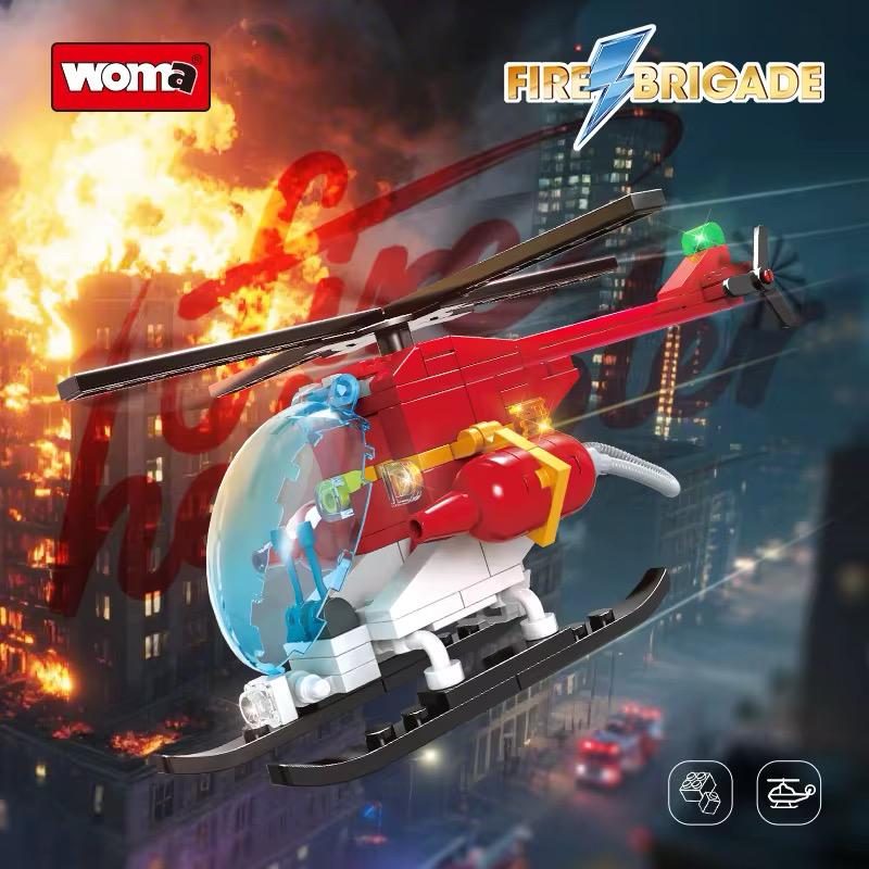 Elicopter de Pompieri/Militar pentru Copii 6+ Set 115 Piese Blocuri de Construcție