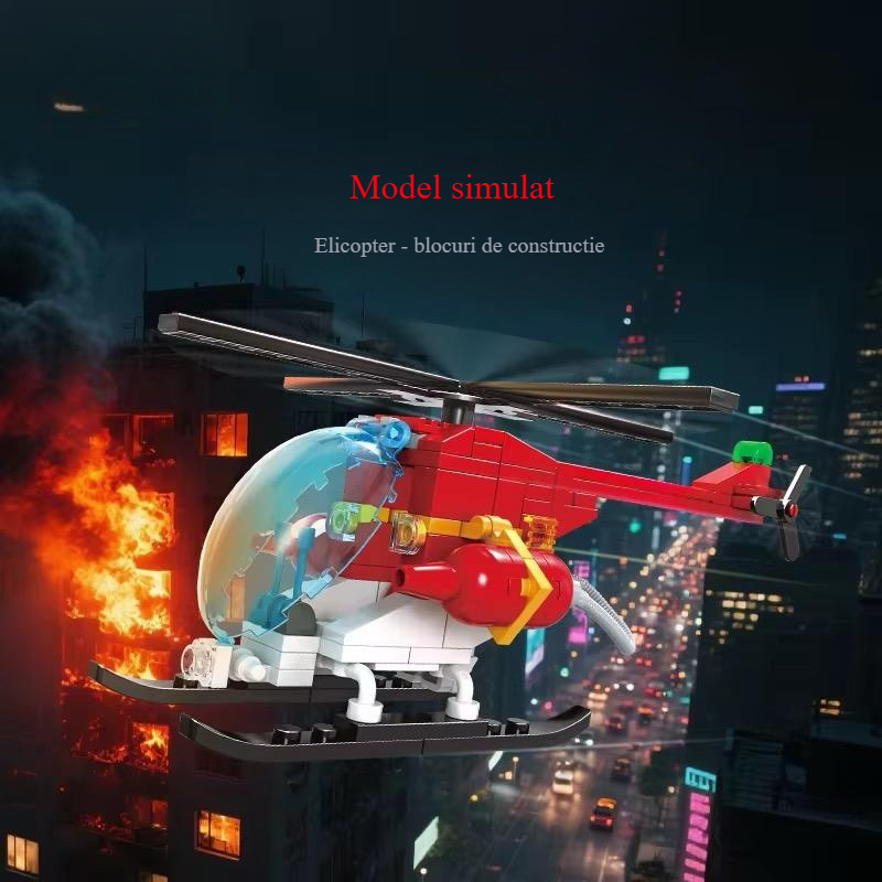 Elicopter de Pompieri/Militar pentru Copii 6+ Set 115 Piese Blocuri de Construcție