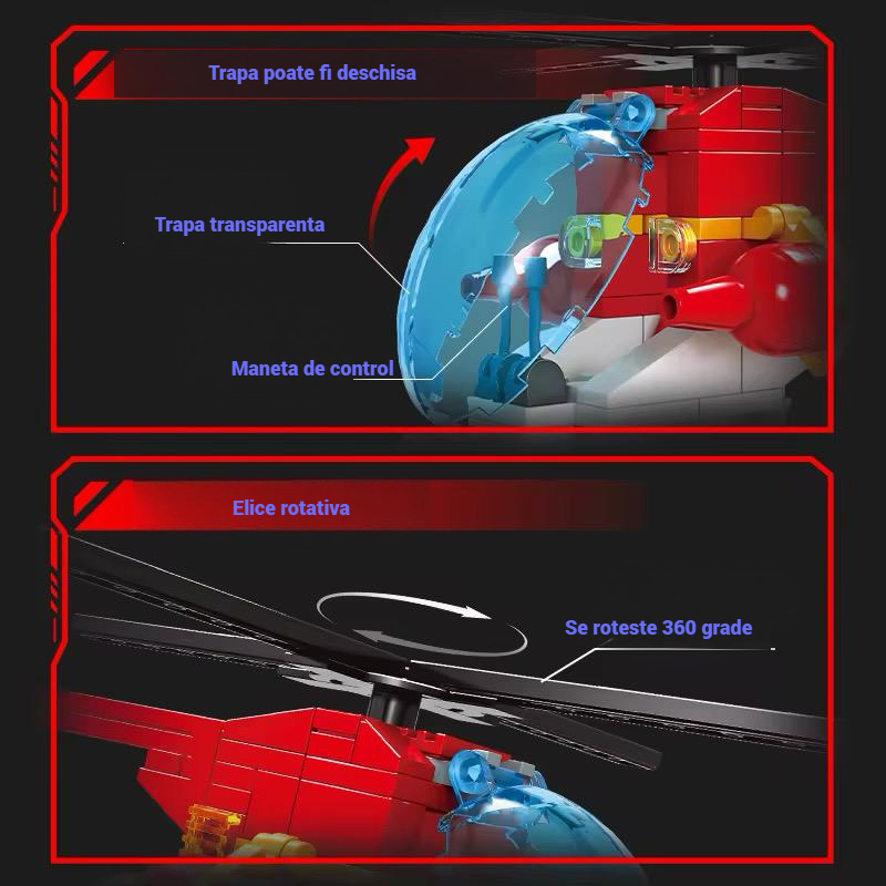 Elicopter de Pompieri/Militar pentru Copii 6+ Set 115 Piese Blocuri de Construcție