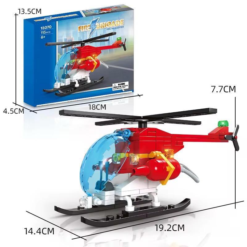 Elicopter de Pompieri/Militar pentru Copii 6+ Set 115 Piese Blocuri de Construcție
