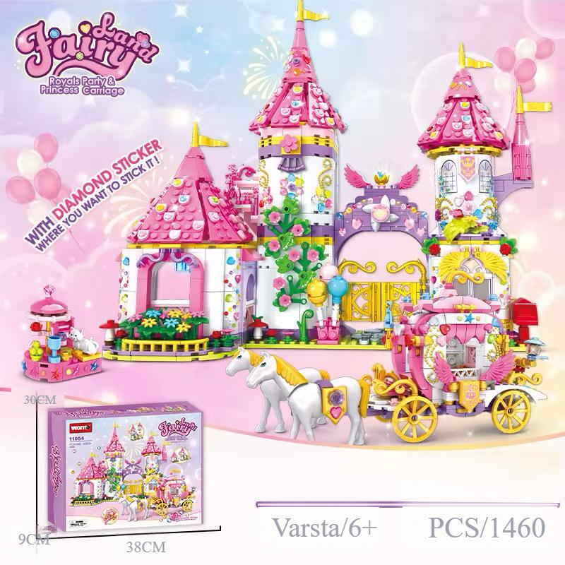 Castelul Fermecat - Pink Palace pentru Copii 6+ Set 1460 Piese Blocuri de Construcție