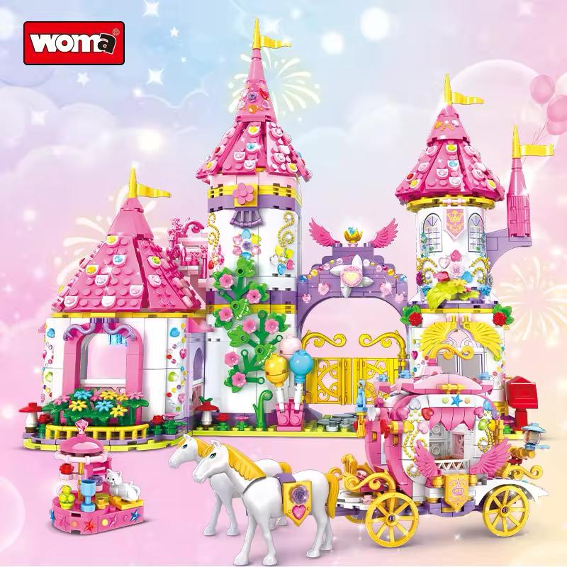 Castelul Fermecat - Pink Palace pentru Copii 6+ Set 1460 Piese Blocuri de Construcție