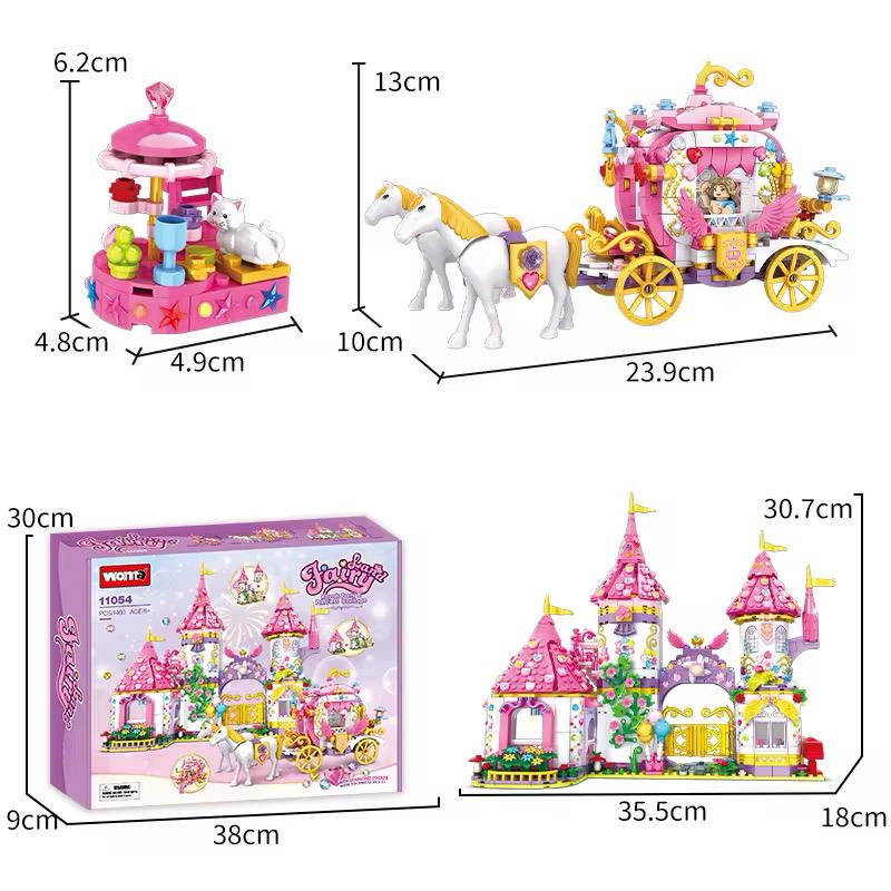 Castelul Fermecat - Pink Palace pentru Copii 6+ Set 1460 Piese Blocuri de Construcție