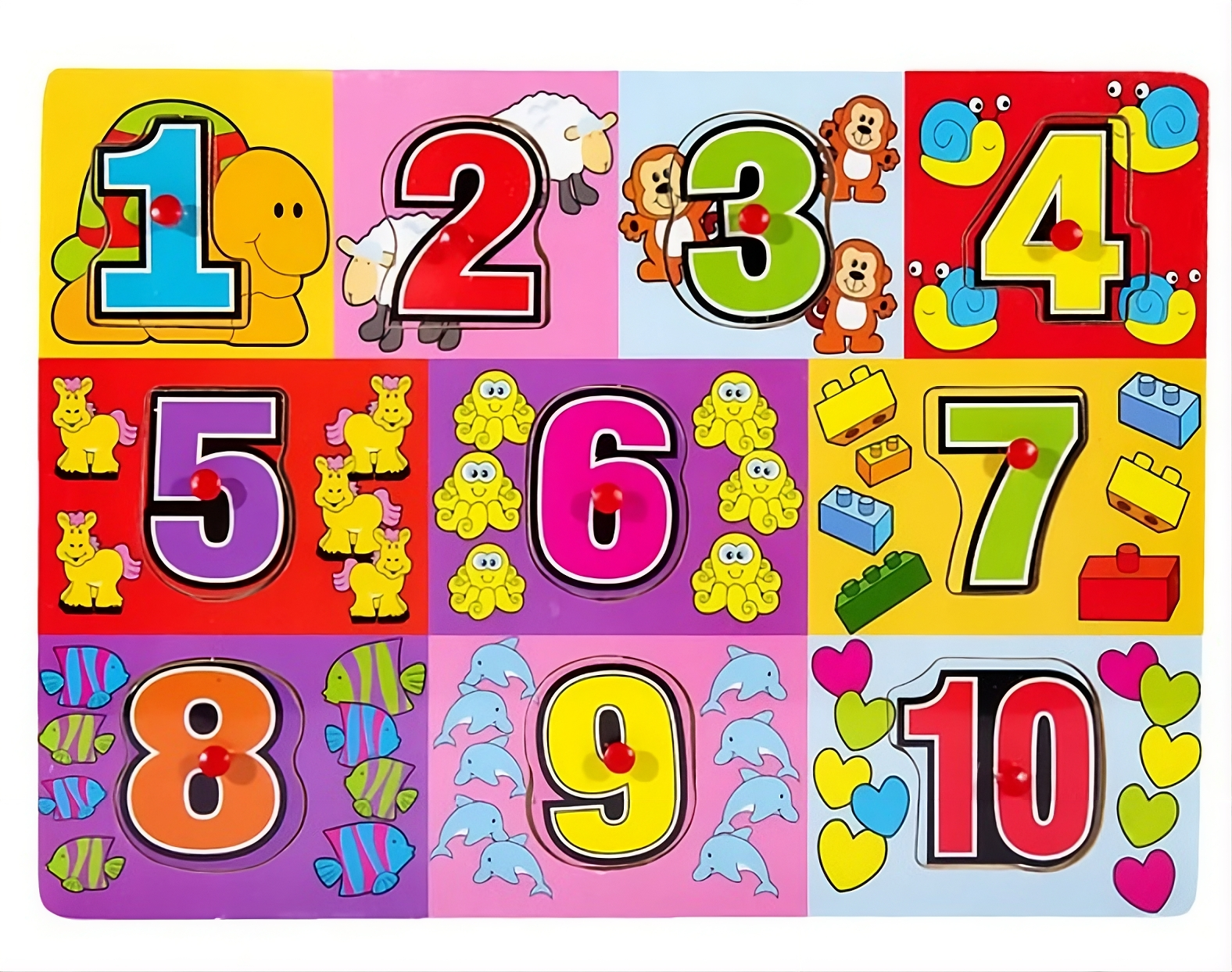 Puzzle din Lemn cu Cifre pentru Copii – 10 Piese Educative, Învățare Numere, 30x22 cm
