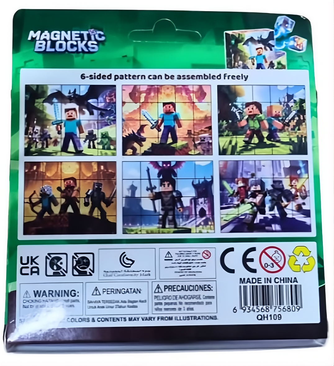 Set Cuburi Magnetice Minecraft 20 Piese – 6 Modele Construibile, Joc Creativ Copii 6+