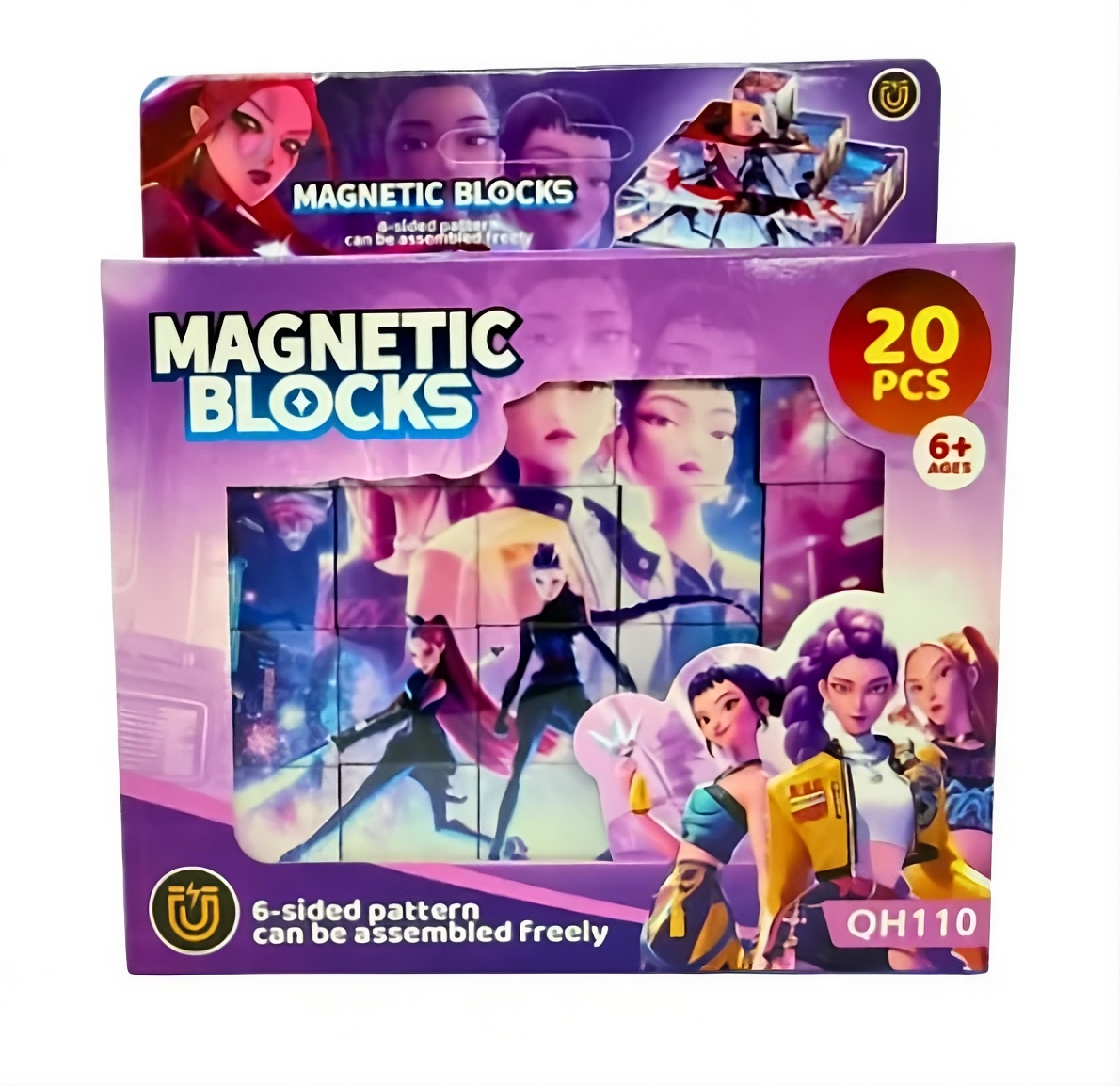 Set Cuburi Magnetice K-POP 20 Piese – 6 Modele Construibile, Joc Creativ pentru Copii 6+