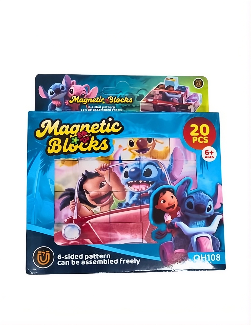 Set Cuburi Magnetice Stitch 20 Piese – 6 Modele Construibile, Joc Creativ Copii 6+