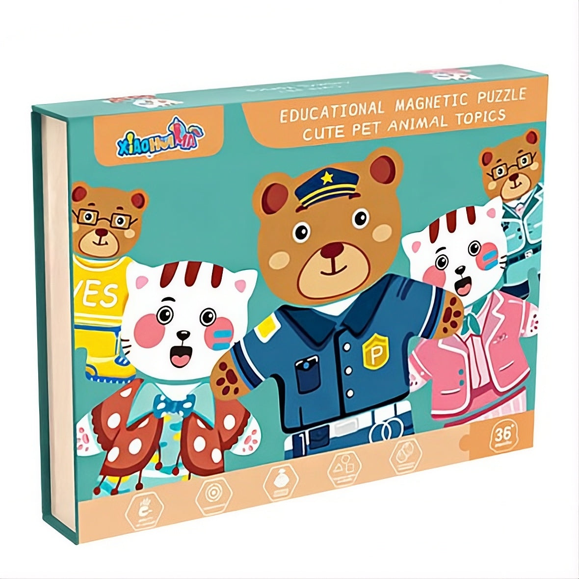 Puzzle Magnetic Copii cu Animale de Îmbrăcat – Set Creativ 28 Piese + Tablă