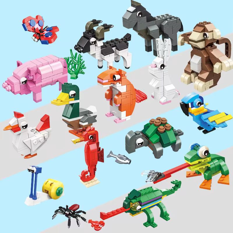 Set 970 Piese Blocuri de Construcție – 16 Animale - Joc Creativ pentru Copii