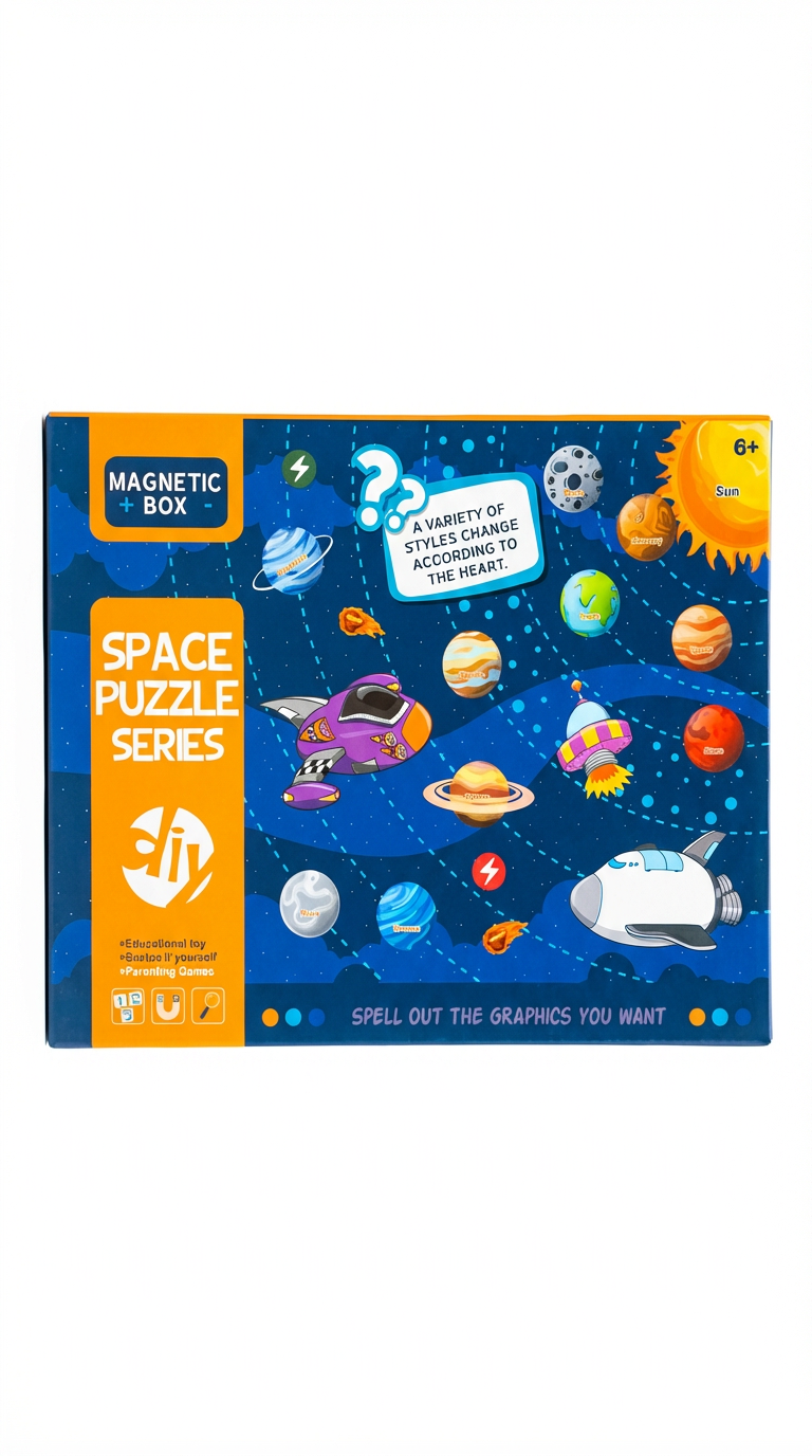 Joc Puzzle Magnetic 2 în 1 „Spațiu” – Creativitate și Distracție Educativă pentru Copii 4+