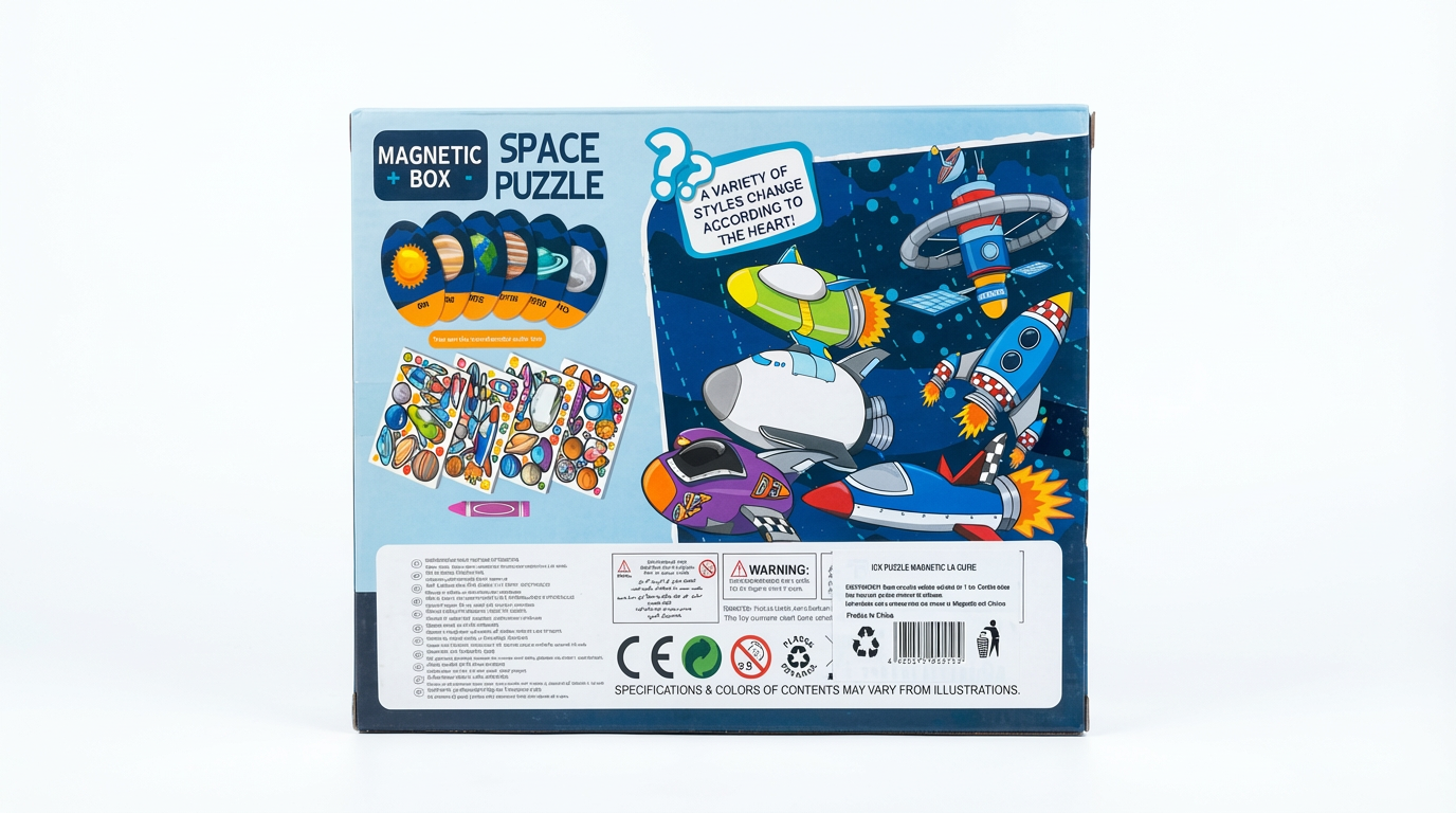 Joc Puzzle Magnetic 2 în 1 „Spațiu” – Creativitate și Distracție Educativă pentru Copii 4+