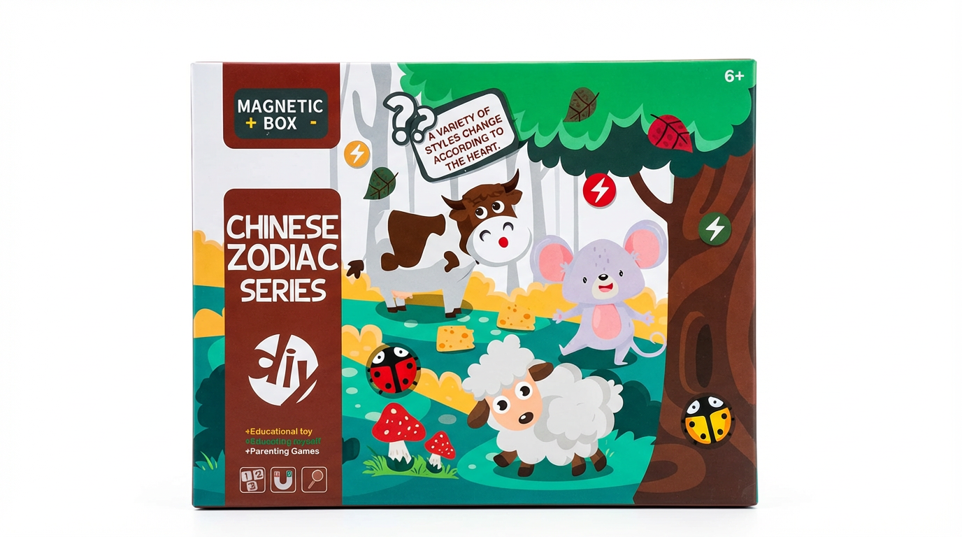 Joc Puzzle Magnetic 2 în 1 „Animale-Zodiacul Chinezesc” cu Marker – Creativitate și Descoperire pentru Copii 4+