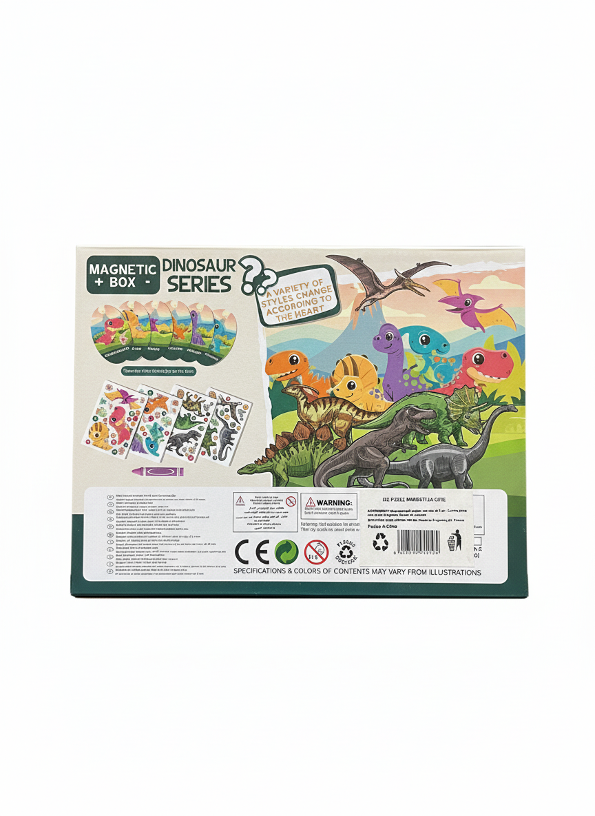 Joc Puzzle Magnetic 2 în 1 „Dinozauri” cu Marker – Joacă Creativă și Educație pentru Copii 4+