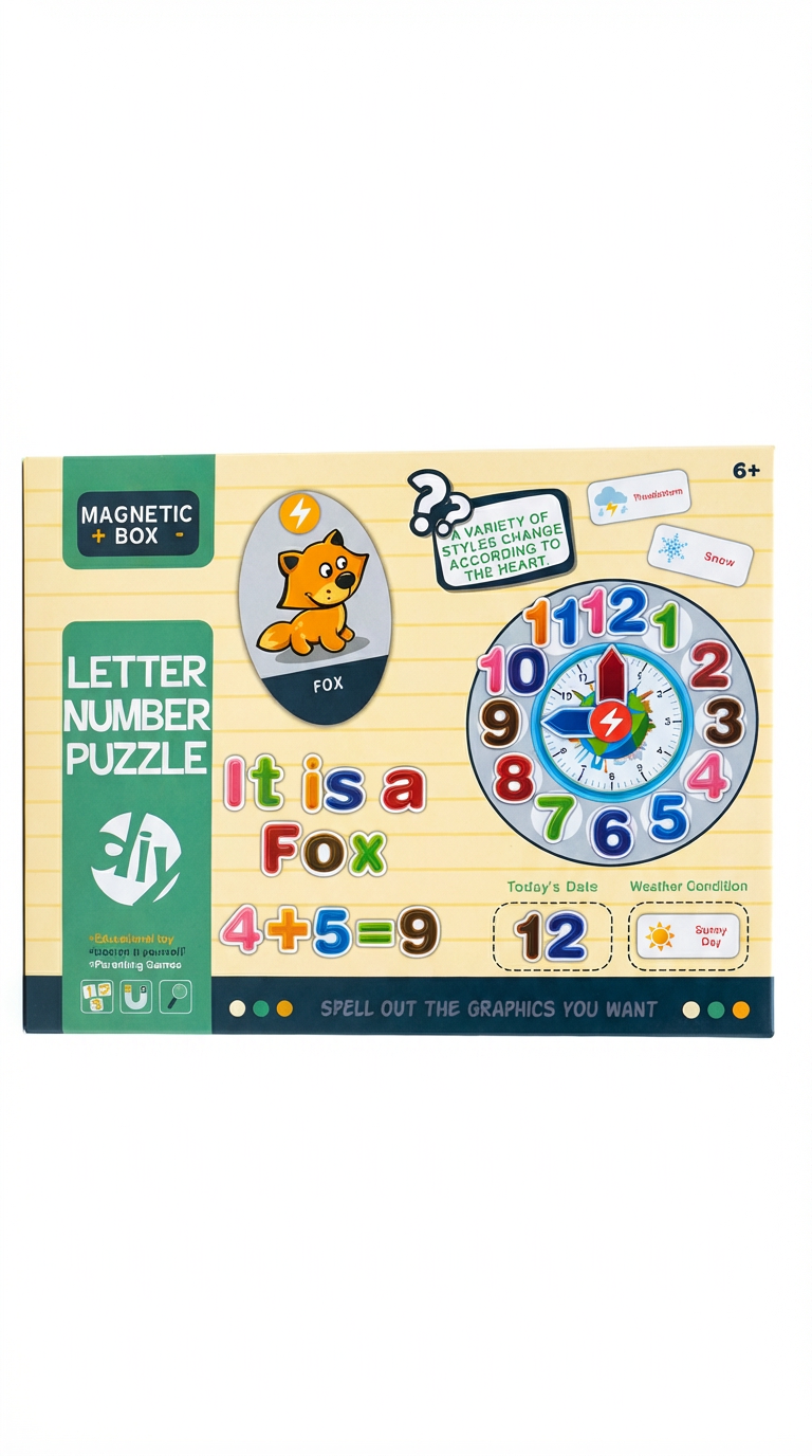 Joc Puzzle Magnetic 2 în 1 „Numere & Litere” cu Marker – Învățare prin Joacă pentru Copii 4+