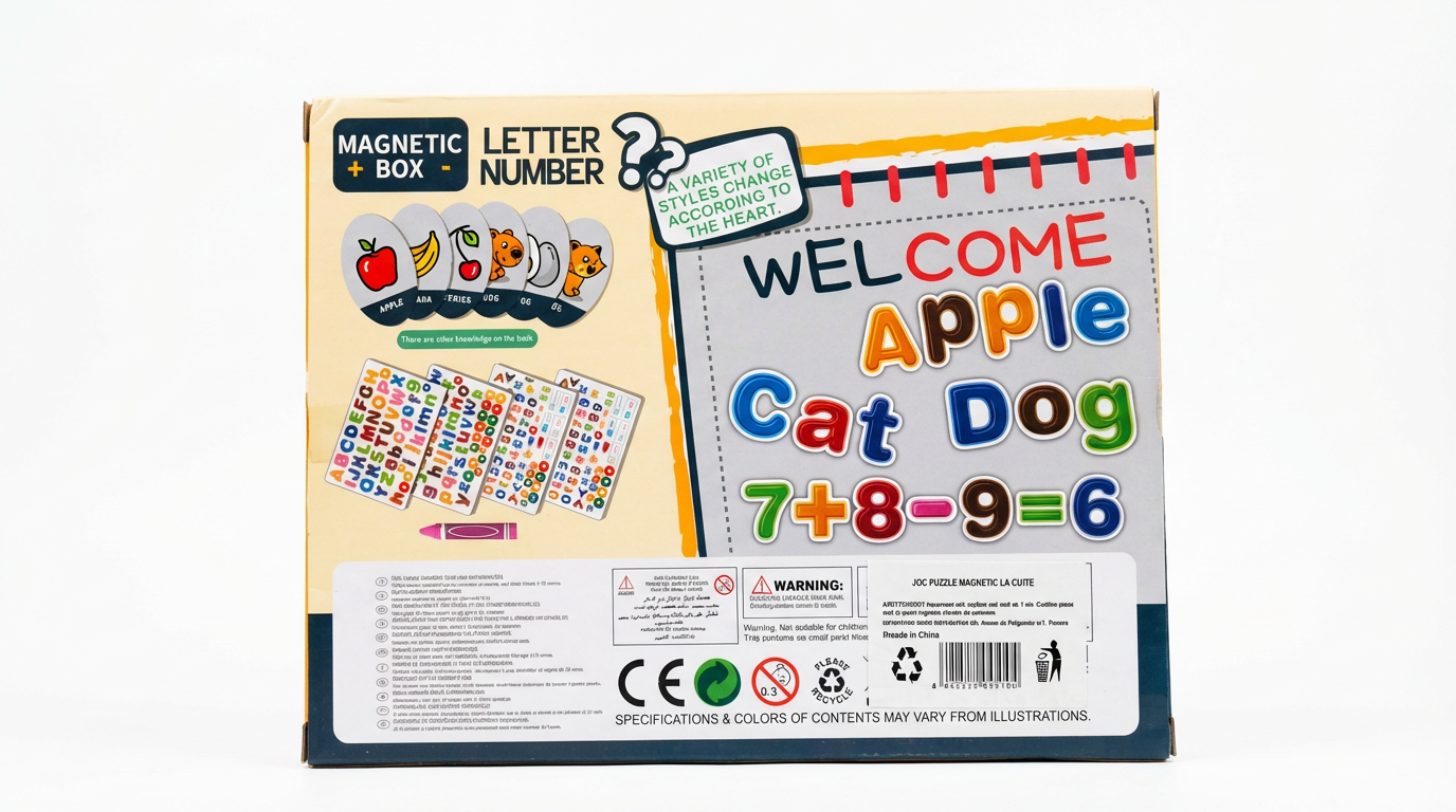 Joc Puzzle Magnetic 2 în 1 „Numere & Litere” cu Marker – Învățare prin Joacă pentru Copii 4+
