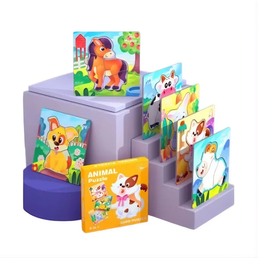 Puzzle Animale de la Fermă 6 în 1, Piese Mari – Jucărie Educativă Copii