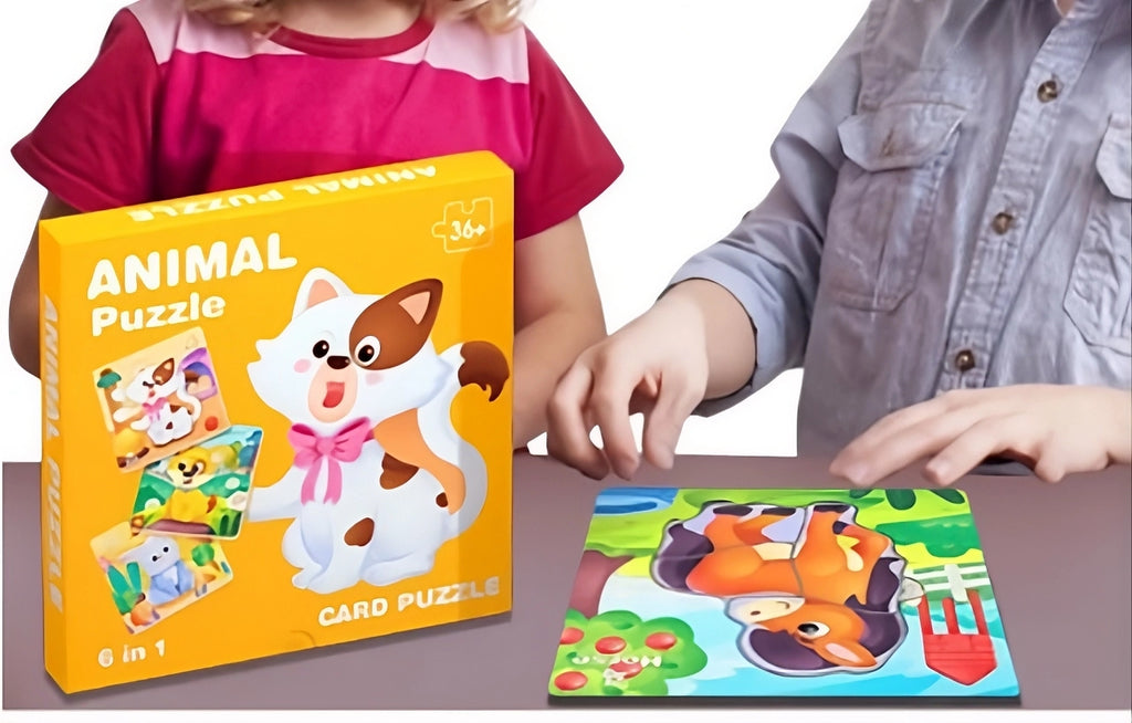 Puzzle Animale de la Fermă 6 în 1, Piese Mari – Jucărie Educativă Copii
